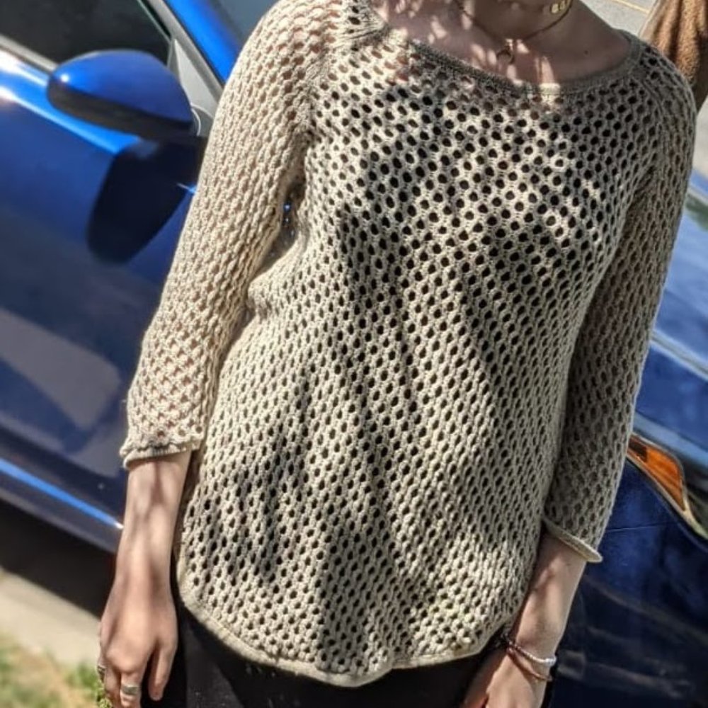 teen/ adult girls long knit shirt mesh